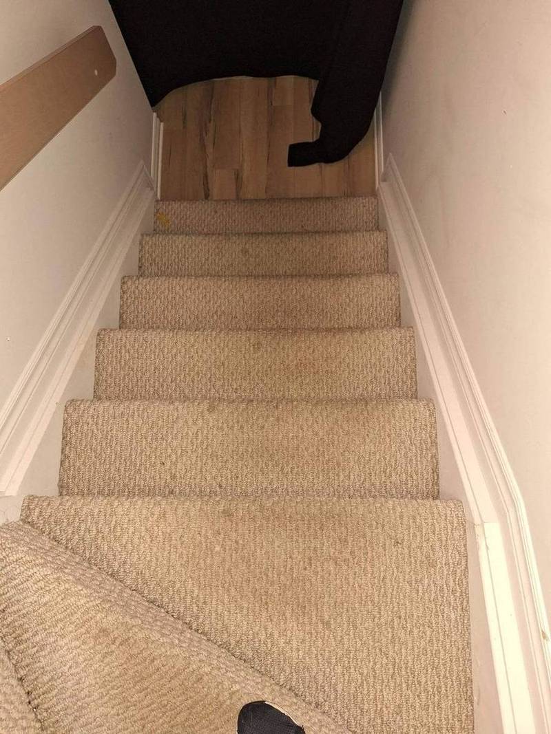 Détail du nettoyage des marches en tapis